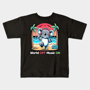 Koala Vibing on the Beach Kids T-Shirt